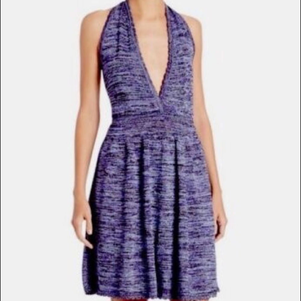 NWT M Missoni Purple Metallic Knit Halter Dress - Picture 1 of 5